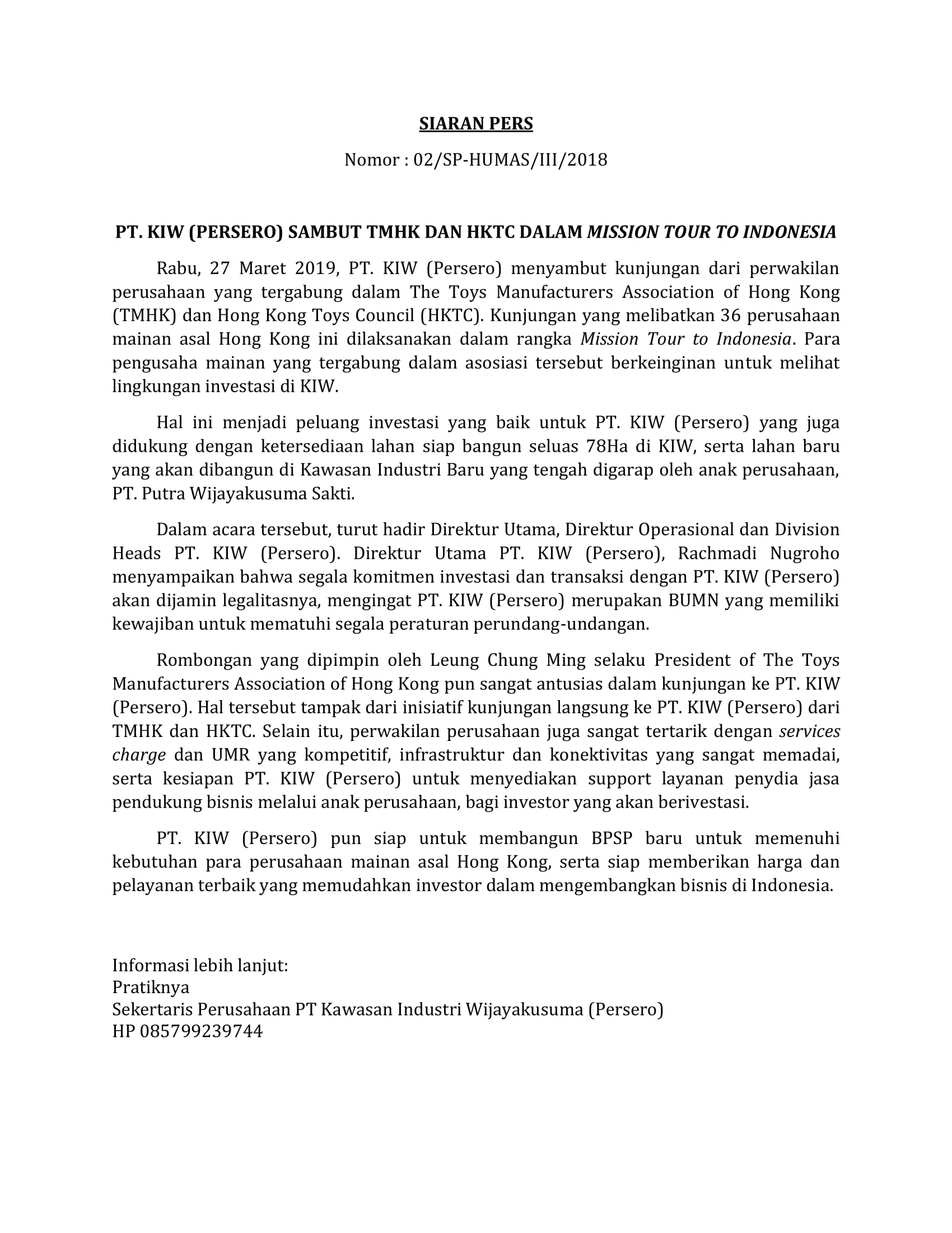 Kunjungan Perusahaan Mainan Hong Kong